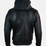 Premium Men's Caspian Genuine Leather Hooded Jacket Back