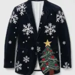 Men Christmas Corduroy Black Party Blazer