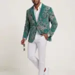 Mens Festive Corduroy Light Blue Blazer
