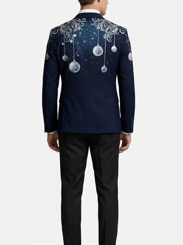 Christmas Navy Ornament Blazer Back