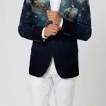 Mens Christmas Slim Fit Party Festive Blue navy Blazer