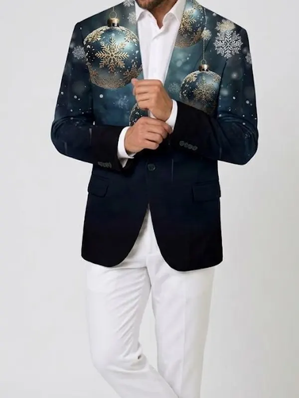 Mens Christmas Slim Fit Party Festive Blue navy Blazer