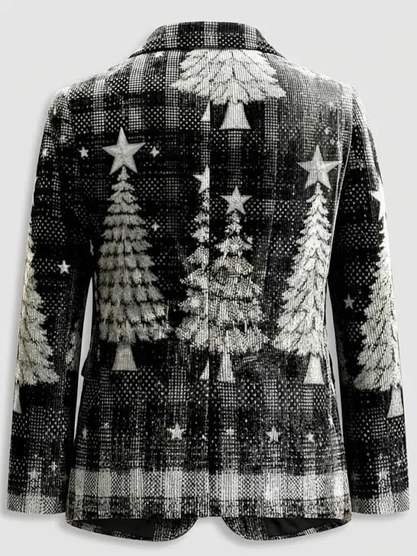 Men Christmas Snowflake Tree Blazer Back