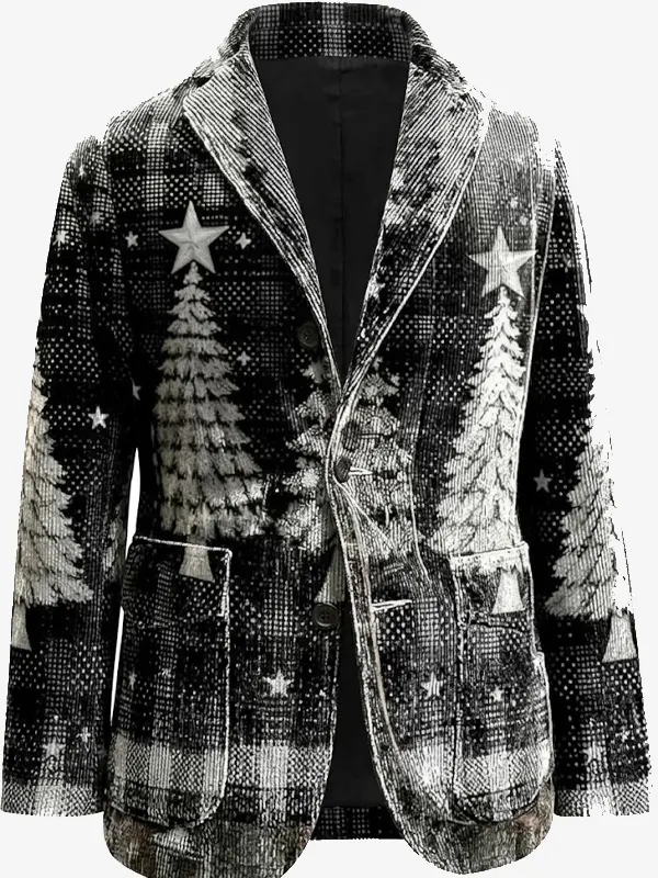 Men Christmas Snowflake Tree Blazer