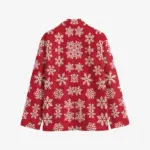 Men Christmas Snowflakes Pattern Print Red Blazer Back