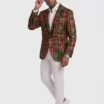 Mens Christmas Stamzod Plaid Red Check Blazer