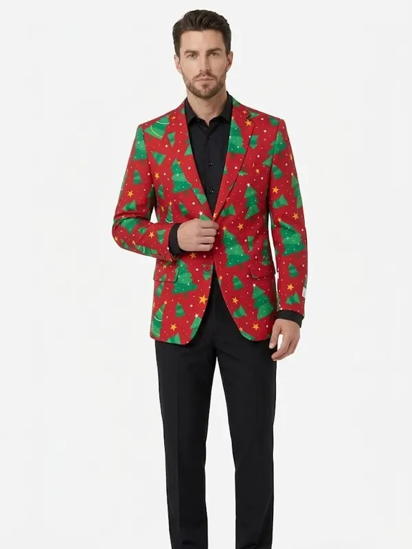 Men Christmas Trees Stars Blazer