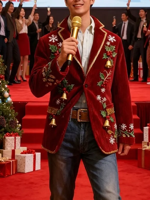 Men Corduroy Christmas Blazer