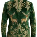 Men Corduroy Green Party Blazer Back
