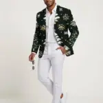 Men Festive Tree Snowflake Print Blazer