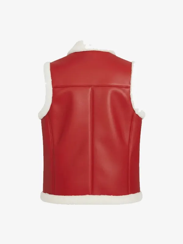 Men Goktoo Shearling White Vest Back