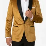 Mens Gold Velvet Tuxedo Blazer