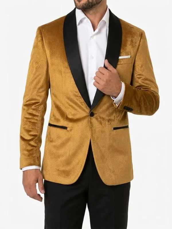 Mens Gold Velvet Tuxedo Blazer