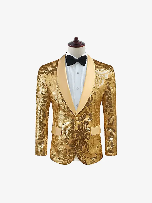 Men Golden Shiny blazer