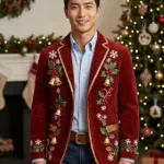 Holly Bells Corduroy Christmas Blazer