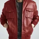 Lambskin Bomber Red Leather Jacket