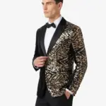 Men Leopard Sequin Stage Blazer