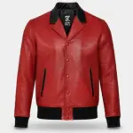 Men Nick Jonas Red leather Jacket