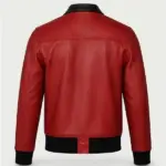 Men Nick Jonas Red leather Jacket Back