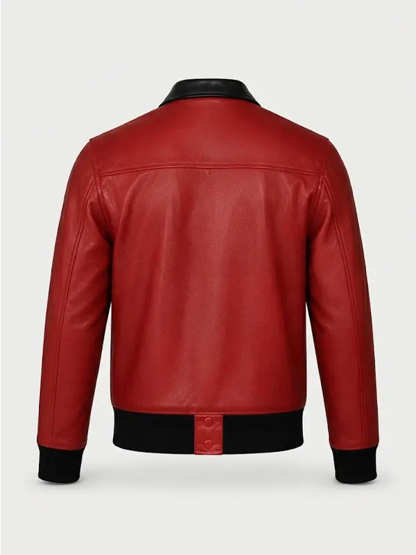 Men Nick Jonas Red leather Jacket Back