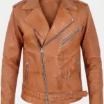 Men Outlaw Spirit Biker Light brwon Jacket