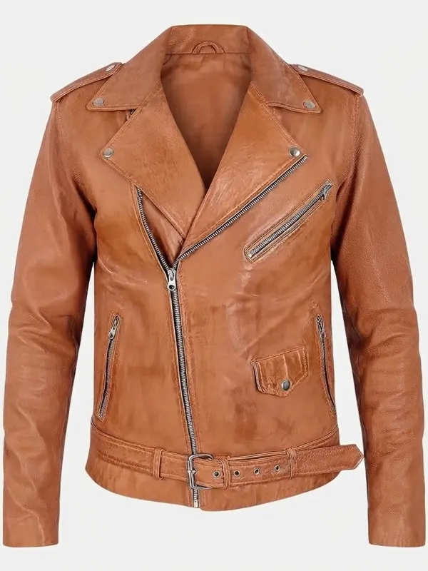 Men Outlaw Spirit Biker Light brwon Jacket
