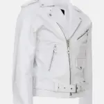 Men Outlaw Spirit Biker White Jacket Back