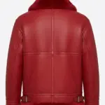 Men Red Fur Christmas Aviator Jacket Back