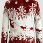 Men Reindeer Sleigh Snowflake Red Blazer Back