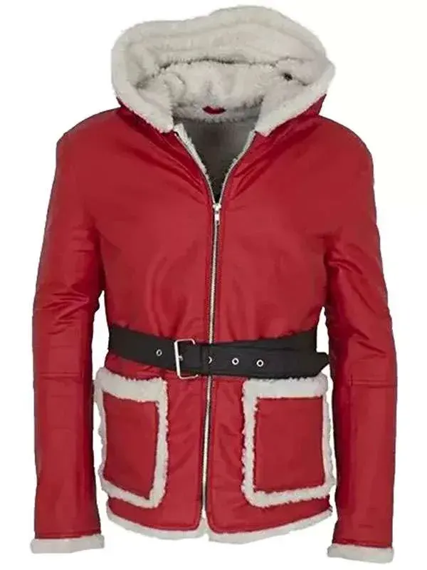 Santa Claus Leather Hooded Jacket