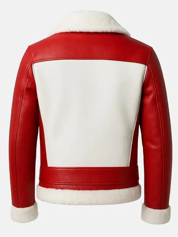 Men Santa Christmas Red Moto Jacket Back