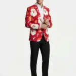 Men Santa Gift Box Print Blazer