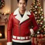 Santa Christmas Red Moto Jacket