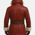 Men Santa Shearling Dark Red Jacket Back