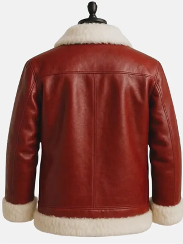 Men Santa Leather Jacket Back