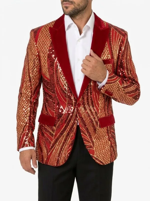 Men Sequin Christmas Blazer