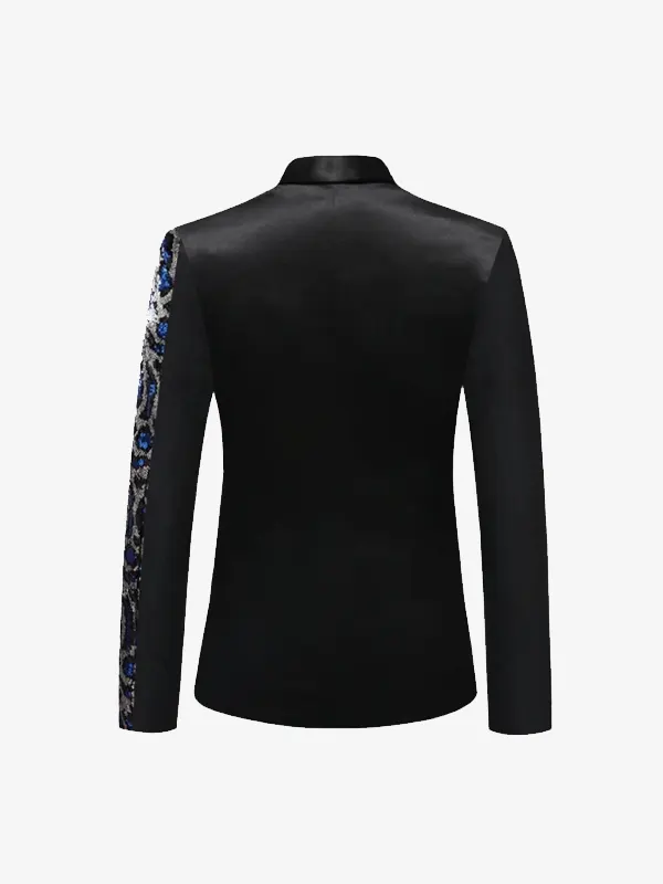Men Sequin Leopard Stage Blazer Back