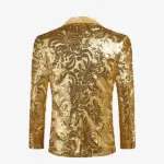 Men Shiny Sequin Floral Back Blazer