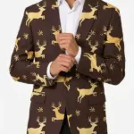 Slim Festive Reindeer Snowflake Blazer