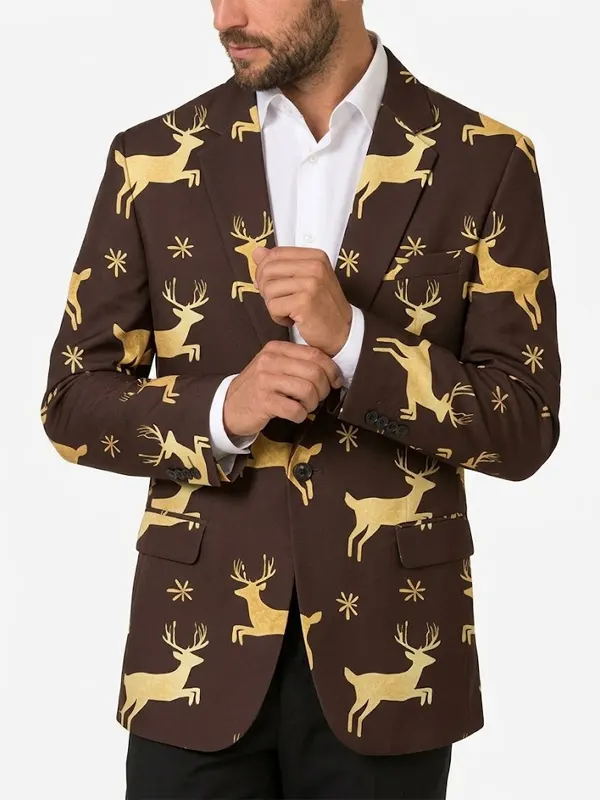 Slim Festive Reindeer Snowflake Blazer
