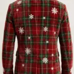 Men Christmas Snowflake Plaid Corduroy Blazer Back