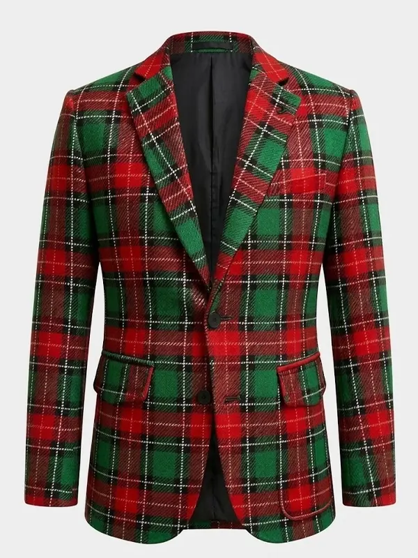 Stamzod Christmas Plaid Blazer