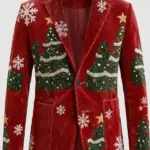 Men Stamzod Christmas Tree Corduroy Blazer
