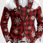 Men Ugly Christmas Snowy Plaid Blazer
