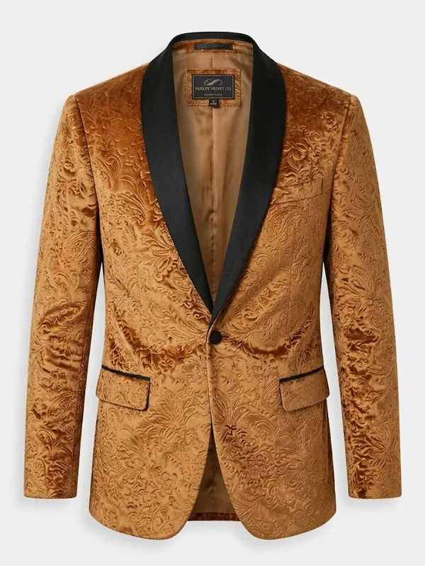 Gold Velvet Tuxedo Blazer
