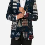 Men Vintage Kitschy Ugly Blue Blazer