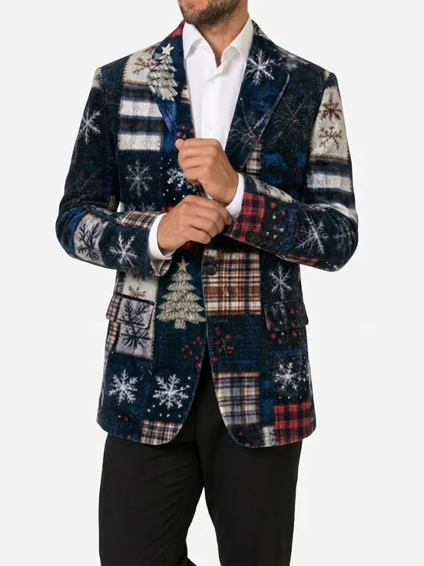 Men Vintage Kitschy Ugly Blue Blazer