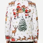 Men White Santa Reindeer Back Blazer Back