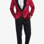Men Burgundy Velvet Blazer
