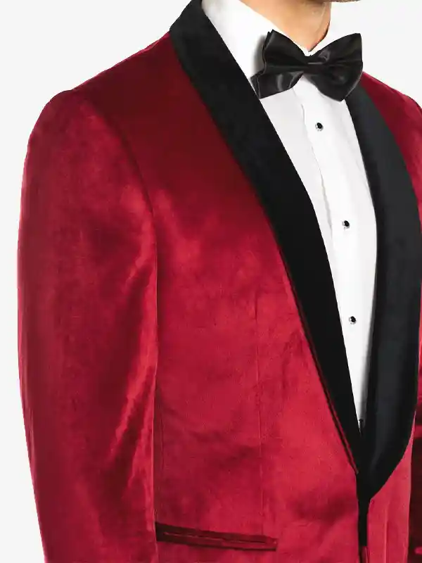 Mens Burgundy Velvet Blazer